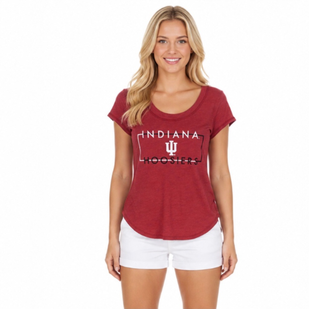 Indiana Hoosiers Womens T Shirt Size Medium Red Venley Sheer Block Logo Tee New